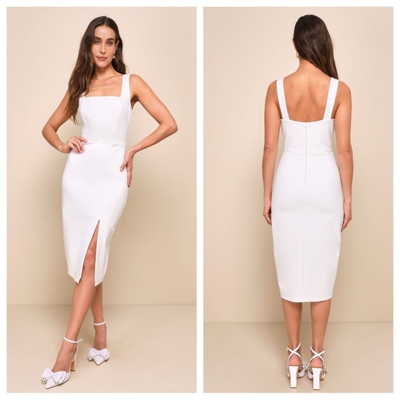 Lulus Baby You're The One White Sleeveless Bodycon Midi Dress